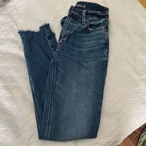 American Eagle Outfitters Distressed Blue Ankle Jeans